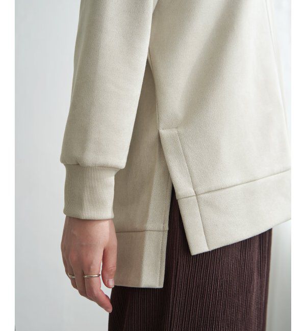 ikka「GOKU楽カットソー フェイクスエード裾スリットプルオーバー」|パーカー|