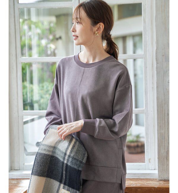 ikka「GOKU楽カットソー フェイクスエード裾スリットプルオーバー」|パーカー|