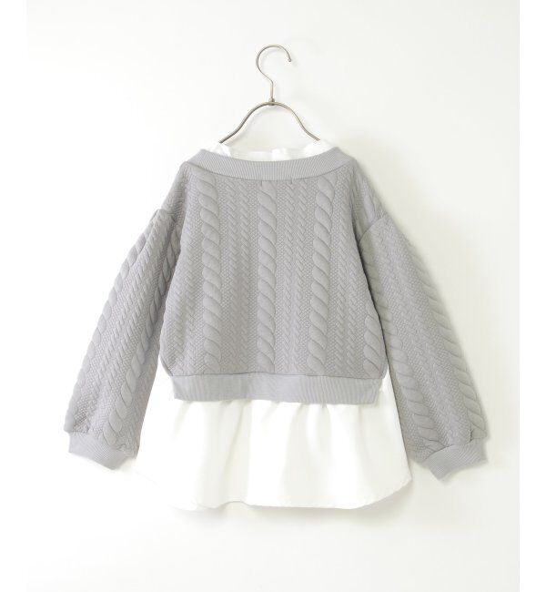 ikka kids「フクレジャカード襟フリルシャツレイヤープルオーバー（120~160cm）」|Tシャツ・カットソー|