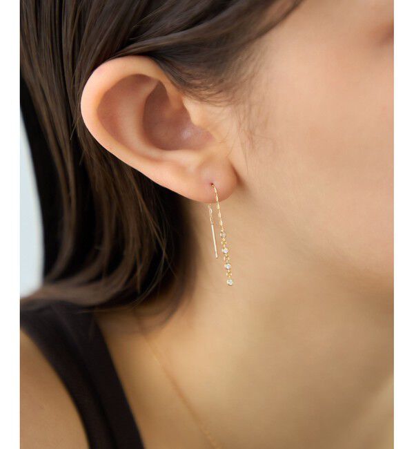 ete「[デュー] K18YG ダイヤモンド ピアス」|ピアス|