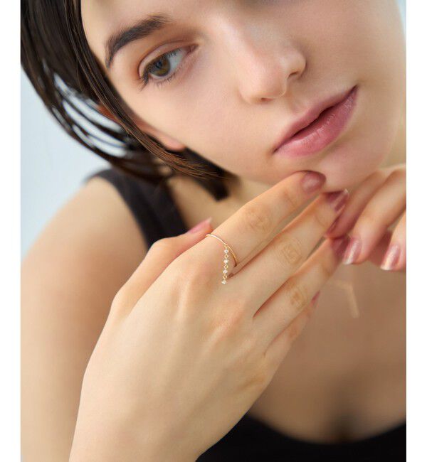 ete「[デュー] K18YG ダイヤモンド チェーンラインリング」|リング|