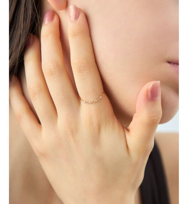 ete「[デュー] K18YG ダイヤモンド チェーンリング」|リング|