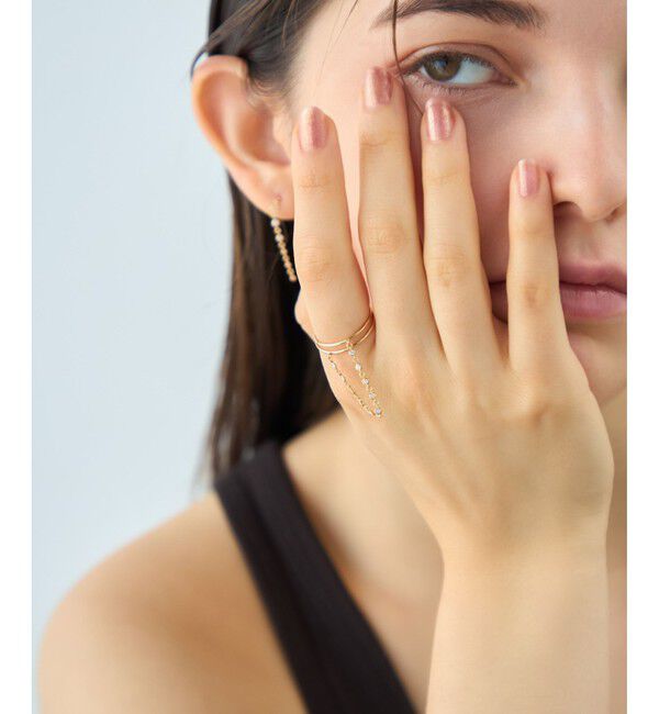 ete「[デュー] K18YG ダイヤモンド チェーンツインリング」|リング|