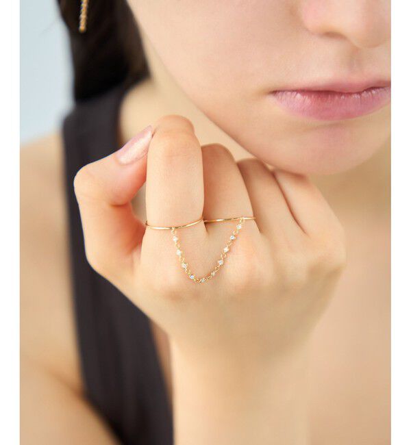 ete「[デュー] K18YG ダイヤモンド チェーンツインリング」|リング|