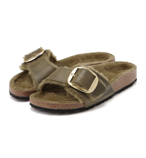 BIRKENSTOCK「【ビルケンシュトック】マドリッド ビッグバックル シアリング/オリーブ/サンダル レディース」|サンダル|オリーブ