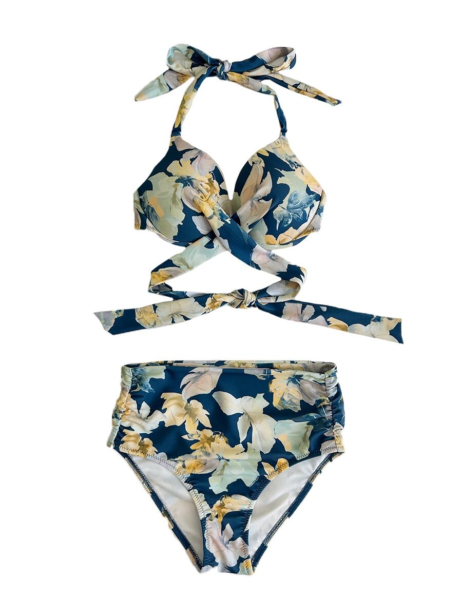 PEAK&PINE「【新作】スプリングフラワークロッシーワイヤービキニ」|ビキニ|グリーン