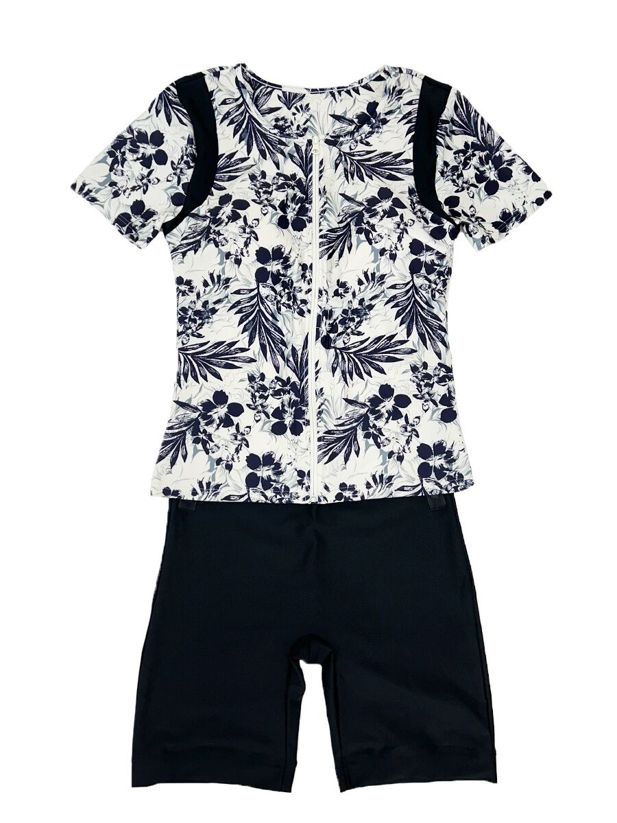 ALBOVE「ヴィンテージアロハ柄半袖フィットネス水着」|スポーツ|