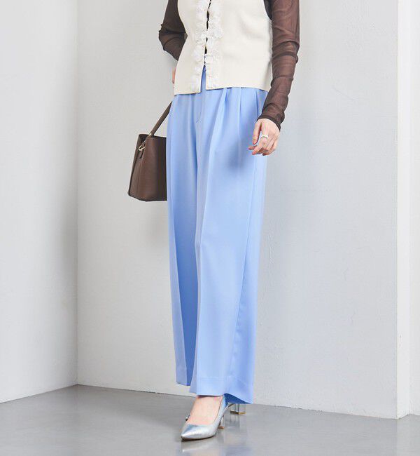 UNITED ARROWS「ポリエステル 2タック ワイドパンツ」|スラックス|LT.BLUE