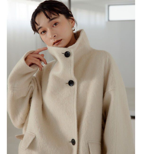 ＜EMMEL REFINES＞EM スタンドカラー ショート コート EMMEL REFINES＞EM スタンド シャギー ショートコート（EMMEL REFINES