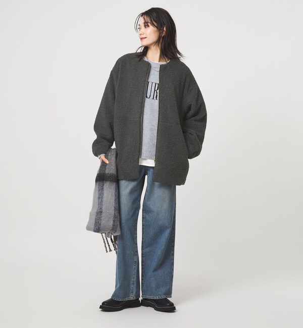 size SHORTあり］ボア ノーカラー ブルゾン（UNITED ARROWS green