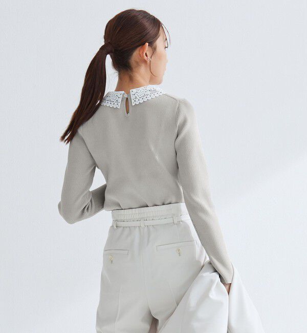 UNITED ARROWS green label relaxing「リブ エリレース 2WAY ニット プルオーバー ウォッシャブル」|ニット・セーター|