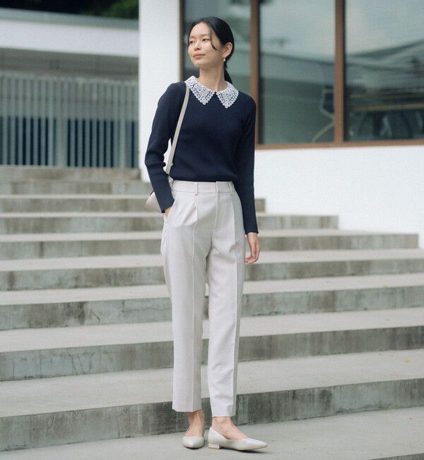 UNITED ARROWS green label relaxing「リブ エリレース 2WAY ニット プルオーバー ウォッシャブル」|ニット・セーター|