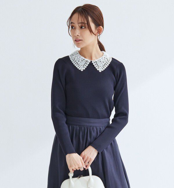 UNITED ARROWS green label relaxing「リブ エリレース 2WAY ニット プルオーバー ウォッシャブル」|ニット・セーター|