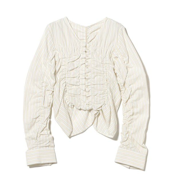 Ray BEAMS 「ストライプ シャーリング Vネック ブラウス」|シャツ・ブラウス|