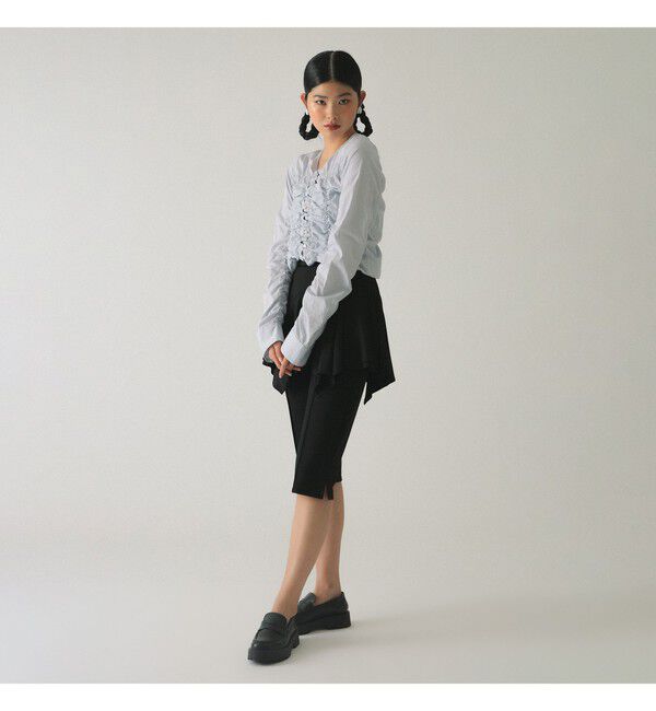 Ray BEAMS 「ストライプ シャーリング Vネック ブラウス」|シャツ・ブラウス|