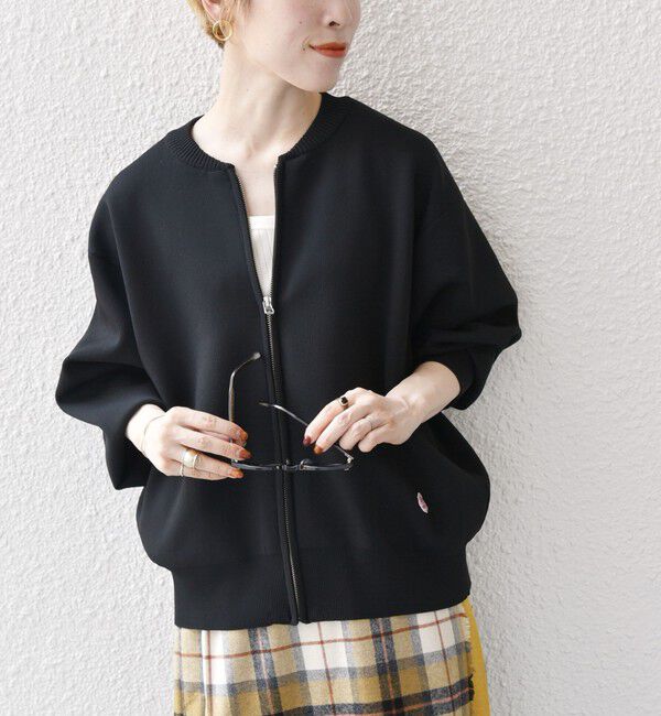 SHIPS any「《追加予約》【WEB限定】SHIPS any:〈洗濯機可能〉ジップアップ ニット ブルゾン カーディガン」|カーディガン|ブラック