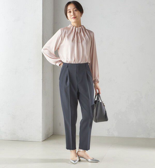 SHIPS for women「【一部WEB限定】〈手洗い可能〉ヴィンテージ サテン ネック ギャザー ブラウス」|シャツ・ブラウス|