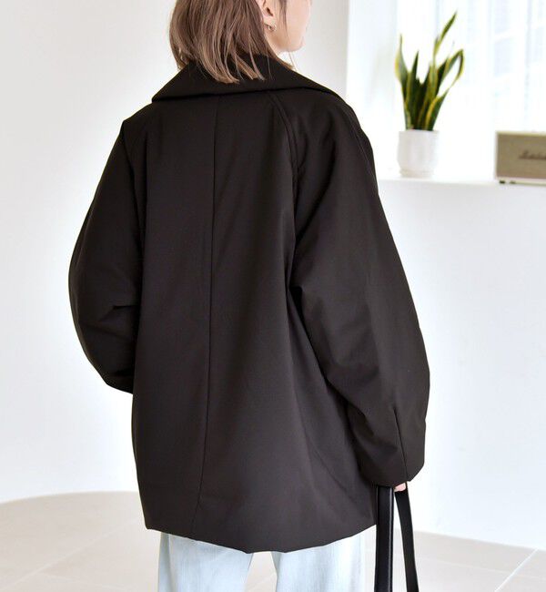 quaranciel:〈撥水加工〉中綿 テーラード ミドル Wボタン ジャケット