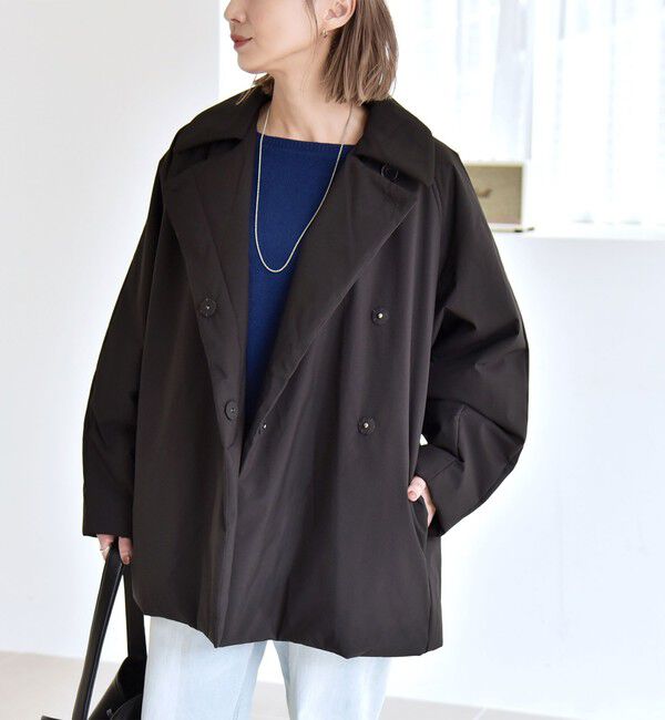 quaranciel:〈撥水加工〉中綿 テーラード ミドル Wボタン ジャケット