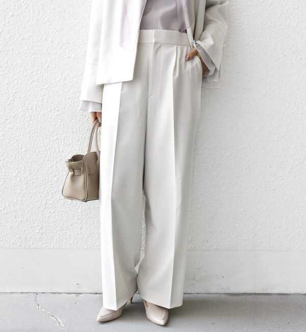 SHIPS for women「〈手洗い可能〉ダブル クロス セミ ワイド パンツ（セレモニー対応可）」|その他|