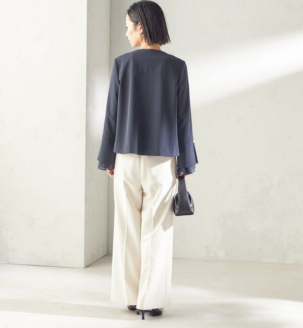 SHIPS for women「〈手洗い可能〉ダブル クロス セミ ワイド パンツ（セレモニー対応可）」|その他|