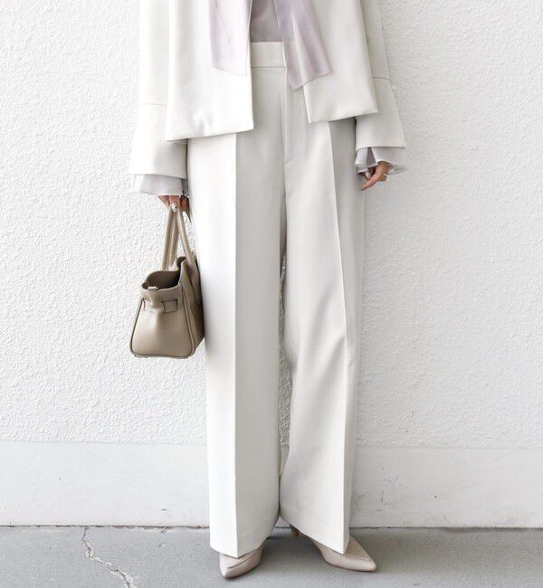 SHIPS for women「〈手洗い可能〉ダブル クロス セミ ワイド パンツ（セレモニー対応可）」|その他|