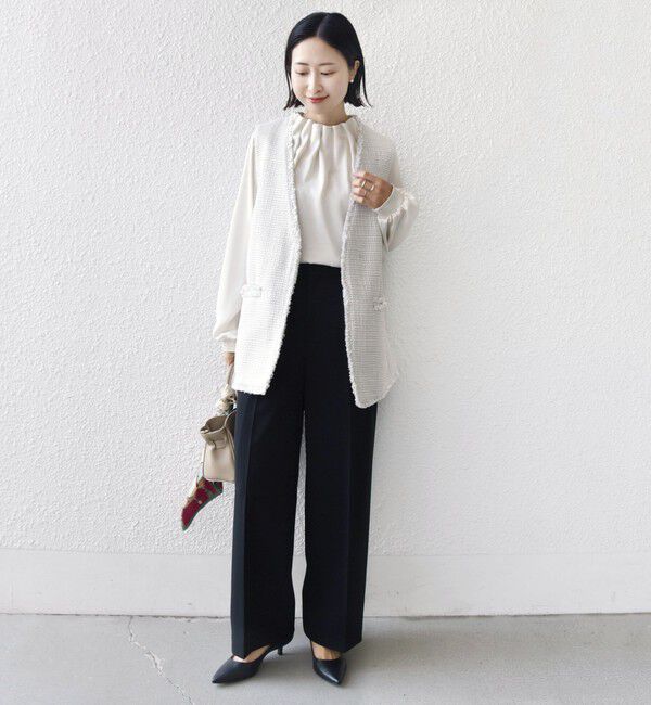 SHIPS for women「〈手洗い可能〉ダブル クロス セミ ワイド パンツ（セレモニー対応可）」|その他|