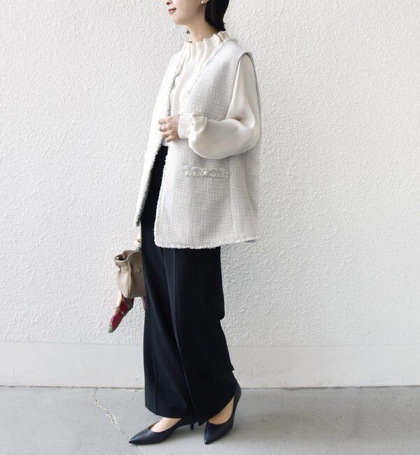 SHIPS for women「〈手洗い可能〉ダブル クロス セミ ワイド パンツ（セレモニー対応可）」|その他|