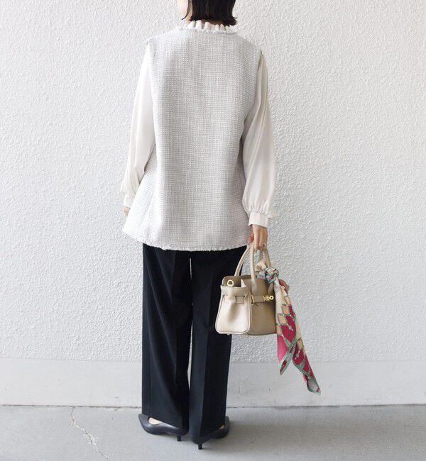 SHIPS for women「〈手洗い可能〉ダブル クロス セミ ワイド パンツ（セレモニー対応可）」|その他|