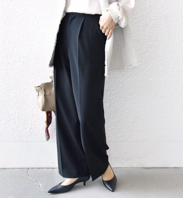 SHIPS for women「〈手洗い可能〉ダブル クロス セミ ワイド パンツ（セレモニー対応可）」|その他|