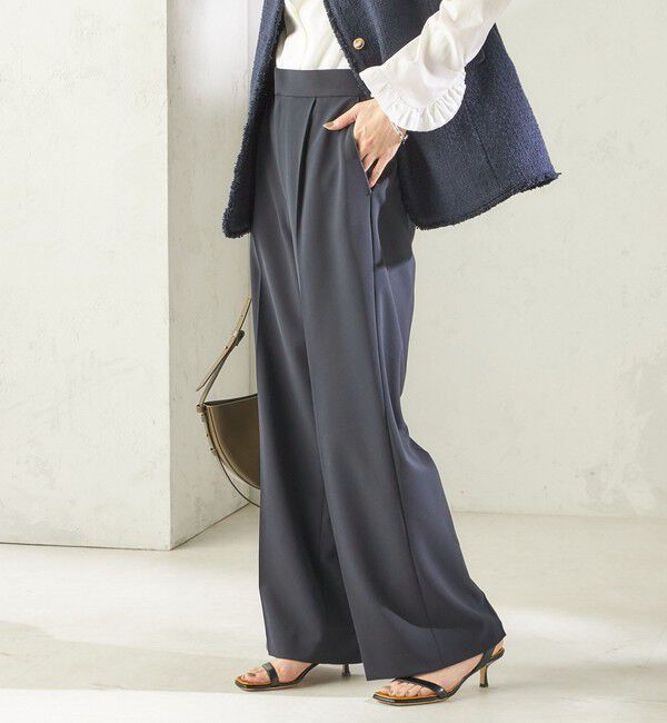 SHIPS for women「〈手洗い可能〉ダブル クロス セミ ワイド パンツ（セレモニー対応可）」|その他|