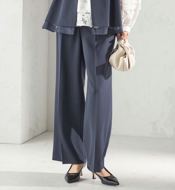 SHIPS for women「〈手洗い可能〉ダブル クロス セミ ワイド パンツ（セレモニー対応可）」|その他|