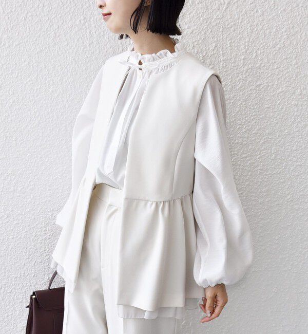 SHIPS for women「ダブル クロス レイヤード ペプラム ジレ（セレモニー対応可）」|ベスト・ジレ|