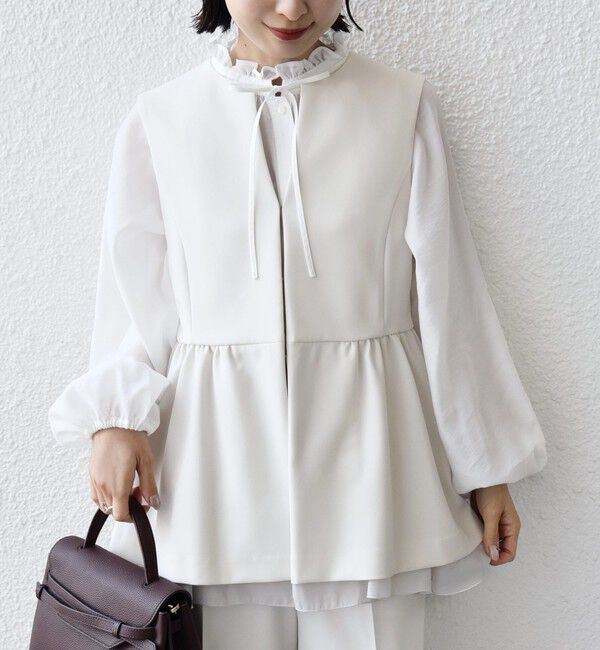 SHIPS for women「ダブル クロス レイヤード ペプラム ジレ（セレモニー対応可）」|ベスト・ジレ|