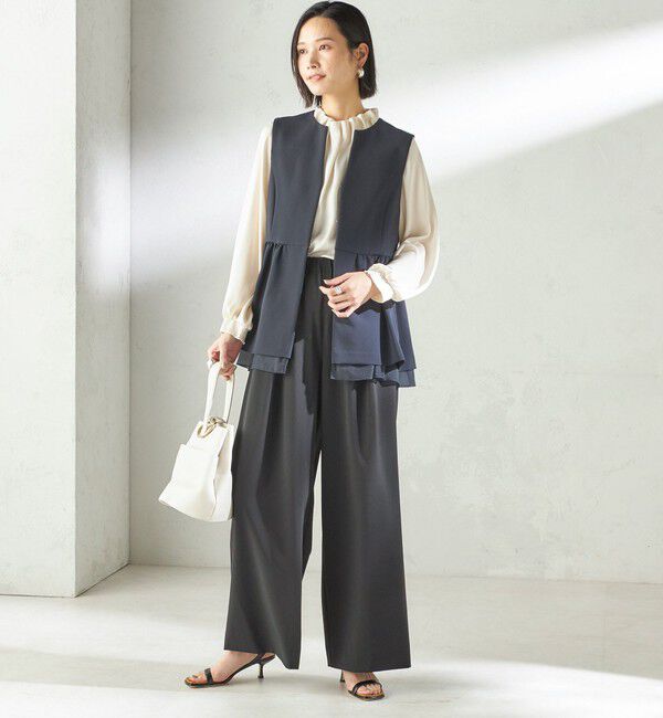 SHIPS for women「ダブル クロス レイヤード ペプラム ジレ（セレモニー対応可）」|ベスト・ジレ|