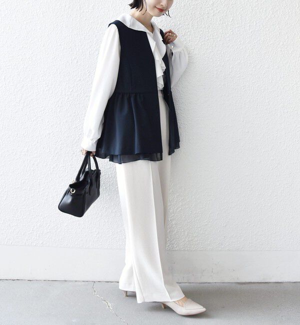 SHIPS for women「ダブル クロス レイヤード ペプラム ジレ（セレモニー対応可）」|ベスト・ジレ|