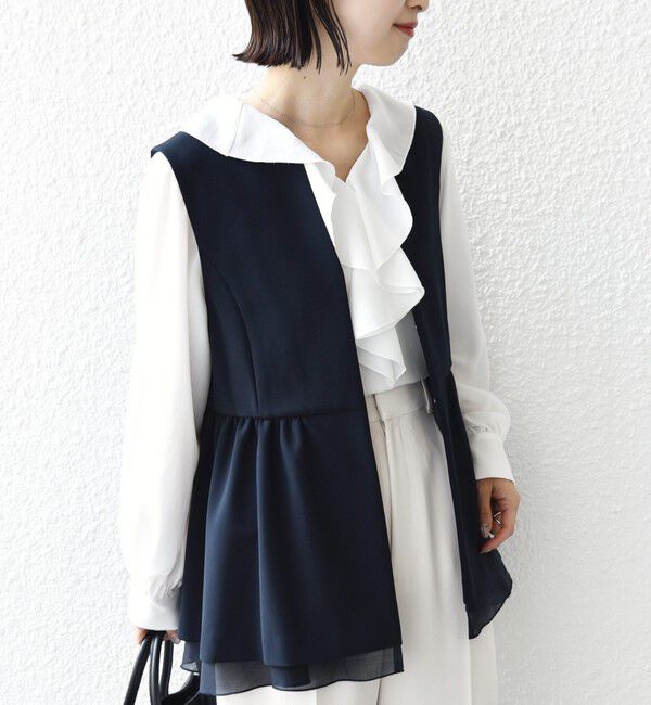 SHIPS for women「ダブル クロス レイヤード ペプラム ジレ（セレモニー対応可）」|ベスト・ジレ|