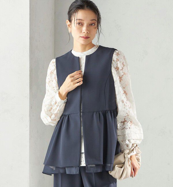 SHIPS for women「ダブル クロス レイヤード ペプラム ジレ（セレモニー対応可）」|ベスト・ジレ|