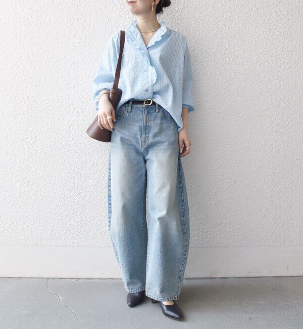 SHIPS any「SHIPS any:〈洗濯機可能〉フリルカラー スタンド & オープン シャツ ブラウス」|シャツ・ブラウス|