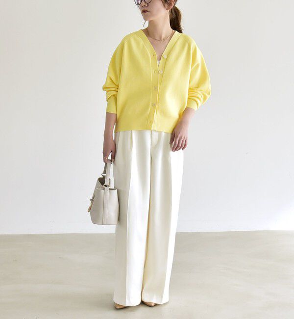 quaranciel「quaranciel:〈手洗い可能〉アゼ Vネック コンパクト ニット カーディガン」|カーディガン|