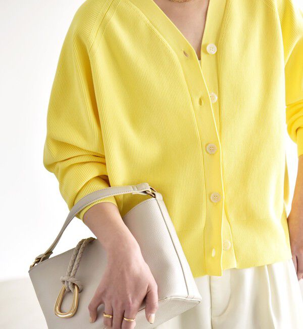 quaranciel「quaranciel:〈手洗い可能〉アゼ Vネック コンパクト ニット カーディガン」|カーディガン|