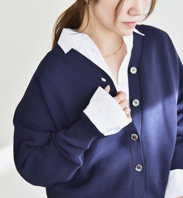 quaranciel「quaranciel:〈手洗い可能〉アゼ Vネック コンパクト ニット カーディガン」|カーディガン|