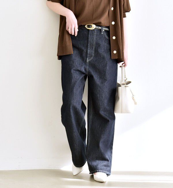 quaranciel「quaranciel:〈洗濯機可能〉ハイライズ ルーズ ワイド デニム パンツ」|デニム|