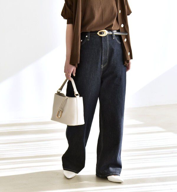 quaranciel「quaranciel:〈洗濯機可能〉ハイライズ ルーズ ワイド デニム パンツ」|デニム|