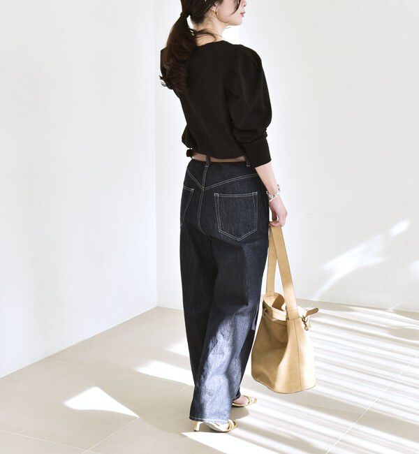 quaranciel「quaranciel:〈洗濯機可能〉ハイライズ ルーズ ワイド デニム パンツ」|デニム|