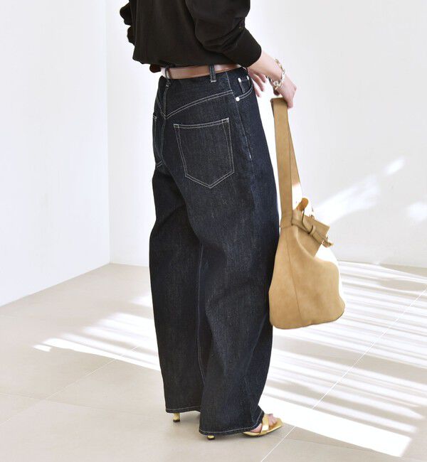 quaranciel「quaranciel:〈洗濯機可能〉ハイライズ ルーズ ワイド デニム パンツ」|デニム|