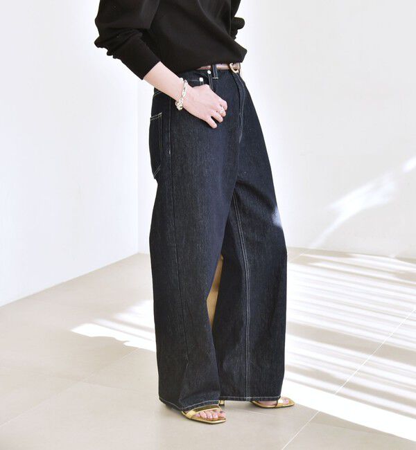 quaranciel「quaranciel:〈洗濯機可能〉ハイライズ ルーズ ワイド デニム パンツ」|デニム|