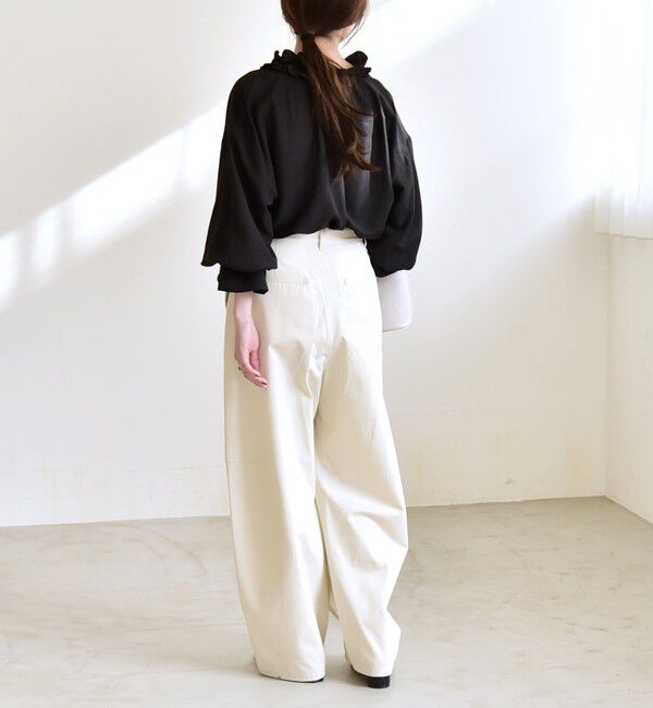 quaranciel「quaranciel:〈洗濯機可能〉フリルカラー リボン ギャザースリーブ ブラウス」|シャツ・ブラウス|