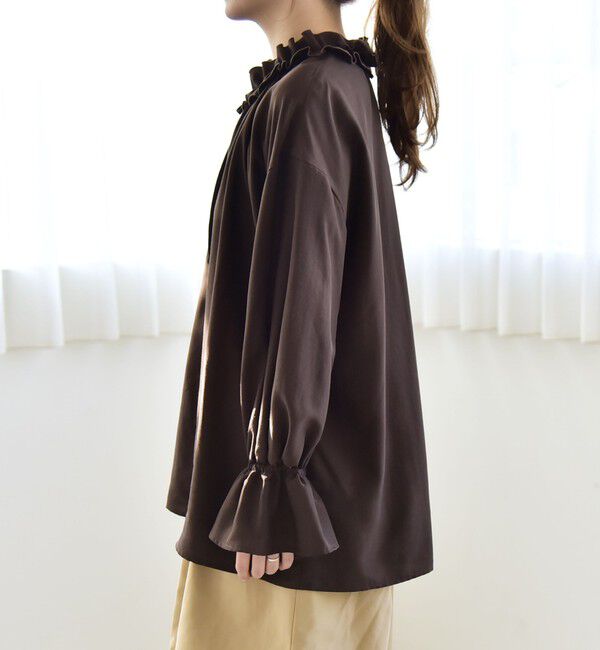 quaranciel「quaranciel:〈洗濯機可能〉フリルカラー リボン ギャザースリーブ ブラウス」|シャツ・ブラウス|