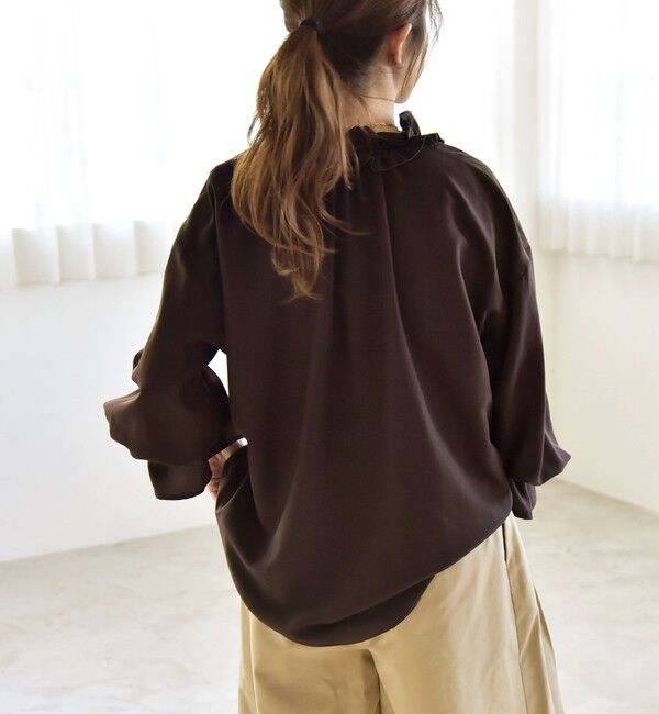 quaranciel「quaranciel:〈洗濯機可能〉フリルカラー リボン ギャザースリーブ ブラウス」|シャツ・ブラウス|